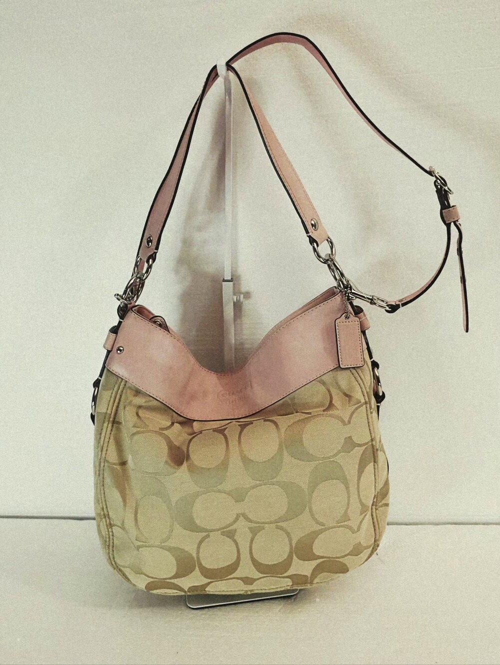 Coach Zoe 2009 Large Signature Canvas/Leather Hobo/Shoulder Bag